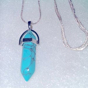 Boho Natural Turquoise Sterling Silver 24” Necklace